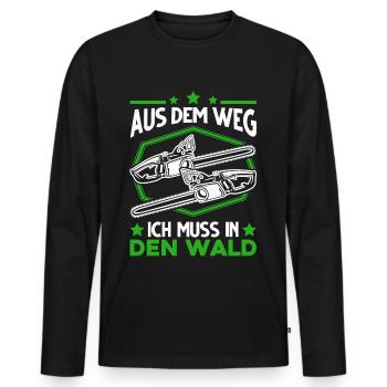 Aus den Weg Ich muss in den Wald Baumfäller - Männer Premium Bio Langarmshirt - Schwarz - Vorne - Nico (187cm)