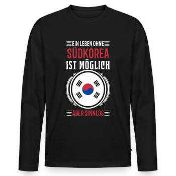 Südkorea Koranische Flagge Korea Souel Geschenk - Männer Premium Bio Langarmshirt - Schwarz - Vorne - Nico (187cm)