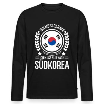 Südkorea Koranische Flagge Korea Souel Geschenk - Männer Premium Bio Langarmshirt - Schwarz - Vorne - Nico (187cm)