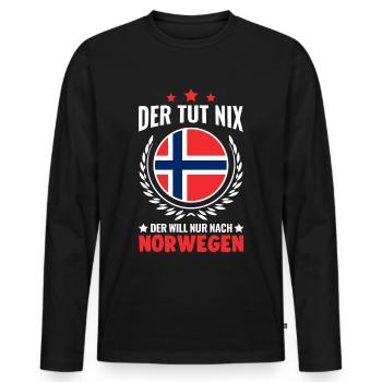 Der tut nix Der will nur nach Norwegen - Männer Premium Bio Langarmshirt - Schwarz - Vorne - Nico (187cm)