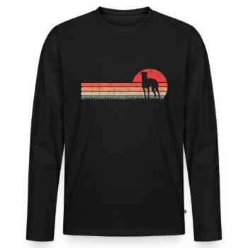 Whippet Retro Greyhound Vintage Sighthound - Men's Premium Organic Long Sleeve Shirt - black - Front - Nico (187cm)