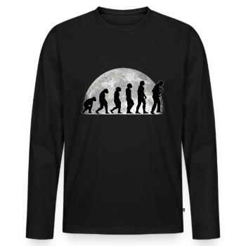 Saxophoniste Evolution lune Musique jazz Saxophone - T-shirt manches longues Premium bio Homme - noir - Devant - Nico (187cm)
