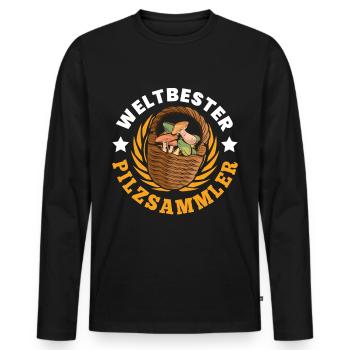 Weltbester Pilzsammler Pilzkorb Pilz Spruch Pilze - Männer Premium Bio Langarmshirt - Schwarz - Vorne - Nico (187cm)