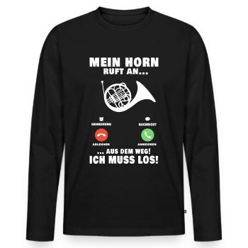Hornist Telefon Horn Waldhorn Anruf Musiker - Männer Premium Bio Langarmshirt - Schwarz - Vorne - Nico (187cm)