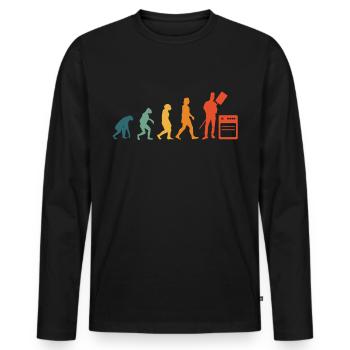 Bäcker Evolution Retro Bäckermeister Konditor - Männer Premium Bio Langarmshirt - Schwarz - Vorne - Nico (187cm)