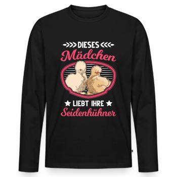 Dieses Mädchen liebt ihre Seidenhühner Seidenhuhn - Männer Premium Bio Langarmshirt - Schwarz - Vorne - Nico (187cm)