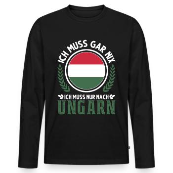 Ungarn Urlaub Ungarische Flagge Geschenk - Männer Premium Bio Langarmshirt - Schwarz - Vorne - Nico (187cm)