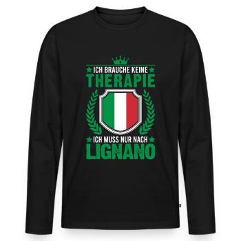 Lignano Therapie Italien Urlaub Reise - Männer Premium Bio Langarmshirt - Schwarz - Vorne - Nico (187cm)