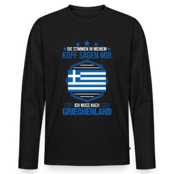 Griechenland Urlaub Stimmen Rhodos Kreta Reise - Männer Premium Bio Langarmshirt - Schwarz - Vorne - Nico (187cm)