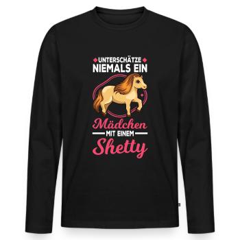 Shetland Pony Mädchen Shetty Mädel Reiterin - Männer Premium Bio Langarmshirt - Schwarz - Vorne - Nico (187cm)