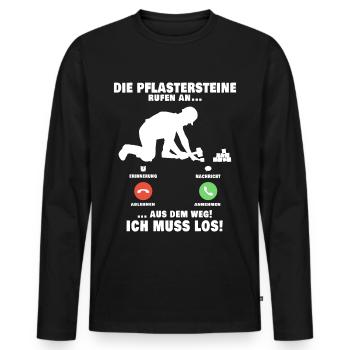 Die Pflastersteine rufen Pflasterer Anruf - Männer Premium Bio Langarmshirt - Schwarz - Vorne - Nico (187cm)