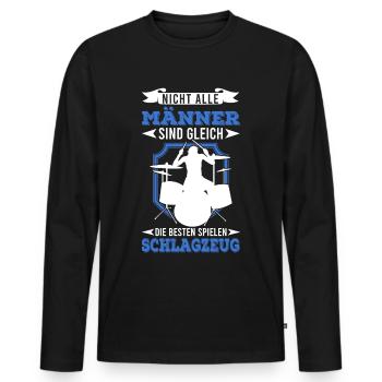 Schlagzeug Drummer Schlagzeuger - Männer Premium Bio Langarmshirt - Schwarz - Vorne - Nico (187cm)