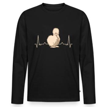 Silkie Heartbeat Chicken - Men's Premium Organic Long Sleeve Shirt - black - Front - Nico (187cm)