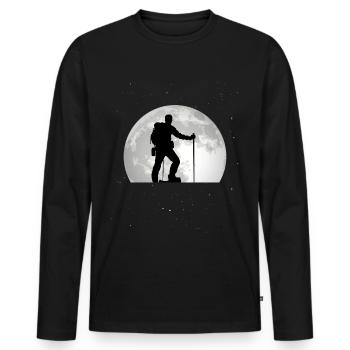 Wanderer Mond Berg Wandern Bergsteigen - Männer Premium Bio Langarmshirt - Schwarz - Vorne - Nico (187cm)
