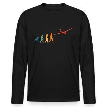 Planeur Evolution Rétro Pilote - T-shirt manches longues Premium bio Homme - noir - Devant - Nico (187cm)