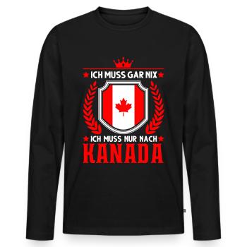 Ich muss gar nix Ich muss nur nach Kanada Toronto - Männer Premium Bio Langarmshirt - Schwarz - Vorne - Nico (187cm)