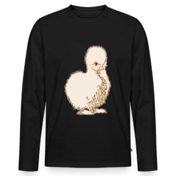 Silk Chicken Silkie - Men's Premium Organic Long Sleeve Shirt - black - Front - Nico (187cm)