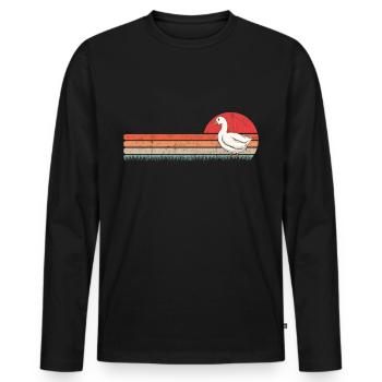 Gänse Retro Gans Vintage Gänsezüchter - Männer Premium Bio Langarmshirt - Schwarz - Vorne - Nico (187cm)