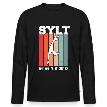 Sylt Koordinaten Insel Nordsee Strandkorb Ostsee - Männer Premium Bio Langarmshirt - Schwarz - Vorne - Nico (187cm)