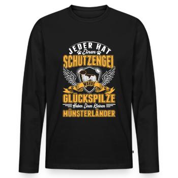 Kleiner Münsterländer Schutzengel - Männer Premium Bio Langarmshirt - Schwarz - Vorne - Nico (187cm)