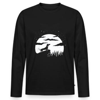 Chien de toit allemand Lune Teckel - T-shirt manches longues Premium bio Homme - noir - Devant - Nico (187cm)