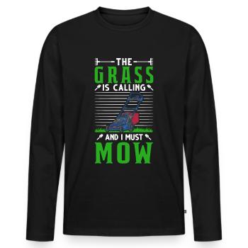 The grass is calling and I must mow tondeuse - T-shirt manches longues Premium bio Homme - noir - Devant - Nico (187cm)