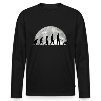 Brandlbracke Evolution Mond Bracke Hund - Männer Premium Bio Langarmshirt - Schwarz - Vorne - Nico (187cm)