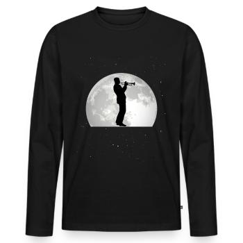 Trumpet Moon Orchestra Trumpetist Musician - Men's Premium Organic Long Sleeve Shirt - black - Front - Nico (187cm)