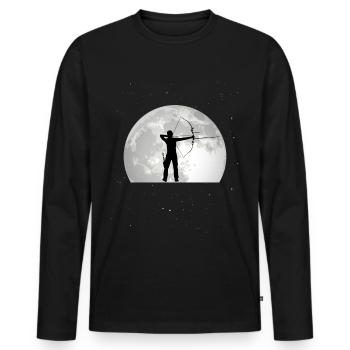 Archer Moon Archery Bow and Arrow - Men's Premium Organic Long Sleeve Shirt - black - Front - Nico (187cm)