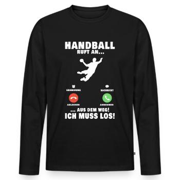 Handballer Handball Telefon Handballteam - Männer Premium Bio Langarmshirt - Schwarz - Vorne - Nico (187cm)