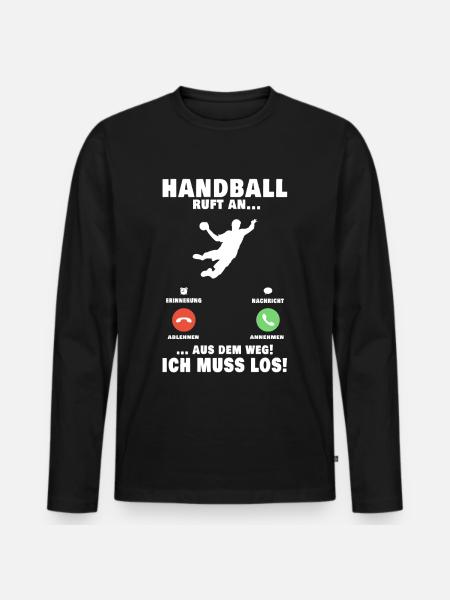 Handballer Handball Telefon Handballteam - Männer Premium Bio Langarmshirt - Schwarz