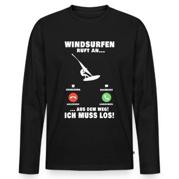 Windsurfen ruft an Windsurfer Windsurfing Windsurf - Männer Premium Bio Langarmshirt - Schwarz - Vorne - Nico (187cm)