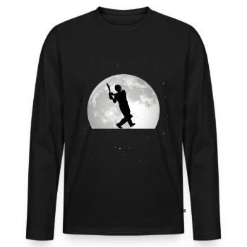 Cricket La lune Joueuse de Cricket - T-shirt manches longues Premium bio Homme - noir - Devant - Nico (187cm)