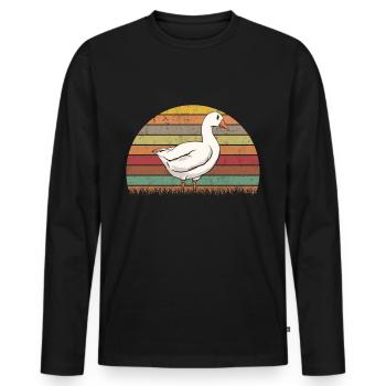 Oies Rétro oies éleveurs d’oies vintage - T-shirt manches longues Premium bio Homme - noir - Devant - Nico (187cm)