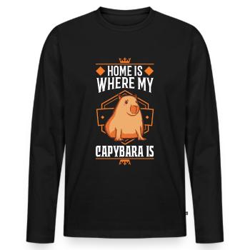 Home is where my Capybara is Wasserschwein - Männer Premium Bio Langarmshirt - Schwarz - Vorne - Nico (187cm)