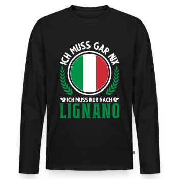 Lignano Italien Urlaub Reise Geschenk - Männer Premium Bio Langarmshirt - Schwarz - Vorne - Nico (187cm)