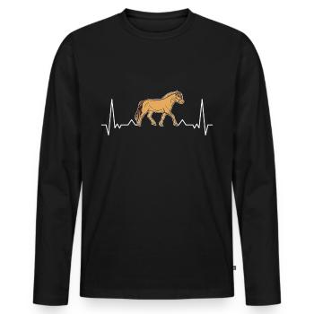 Cheval de fjord Pouls Norvégien Cheval Fjord - T-shirt manches longues Premium bio Homme - noir - Devant - Nico (187cm)