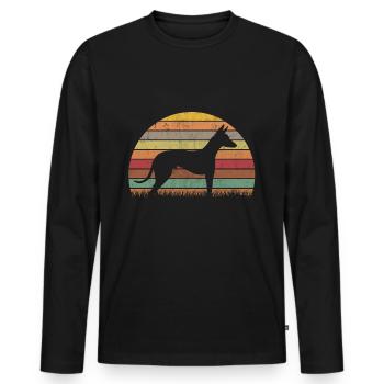 Podenco Retro lévriers Ibizan Hound Vintage - T-shirt manches longues Premium bio Homme - noir - Devant - Nico (187cm)