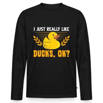 J'aime vraiment les canards Canard en caoutchouc - T-shirt manches longues Premium bio Homme - noir - Devant - Nico (187cm)