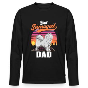 Meilleur Samoyed Dad Samojede Samojeden - T-shirt manches longues Premium bio Homme - noir - Devant - Nico (187cm)