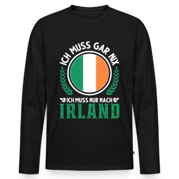 Irland Urlaub Irische Flagge Geschenk - Männer Premium Bio Langarmshirt - Schwarz - Vorne - Nico (187cm)