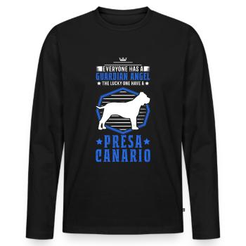 Presa Canario Guardian Angel Dogo Dog - Men's Premium Organic Long Sleeve Shirt - black - Front - Nico (187cm)