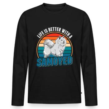 Life is better with a Samoyed Samojede Samojeden - T-shirt manches longues Premium bio Homme - noir - Devant - Nico (187cm)