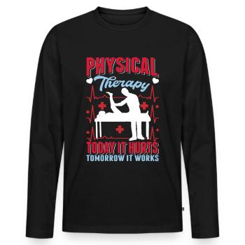 Physical Therapy Physiotherapy Physiotherapy - Men's Premium Organic Long Sleeve Shirt - black - Front - Nico (187cm)
