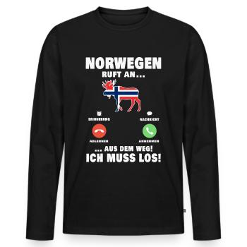 Norwegen ruft an Norwegische Flagge - Männer Premium Bio Langarmshirt - Schwarz - Vorne - Nico (187cm)