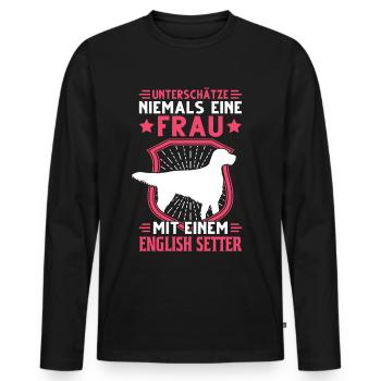 English Setter Frau Englischer Setter - Männer Premium Bio Langarmshirt - Schwarz - Vorne - Nico (187cm)