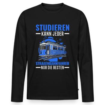 Straßenbahn Straßenbahnfahrer Tram S-Bahn - Männer Premium Bio Langarmshirt - Schwarz - Vorne - Nico (187cm)