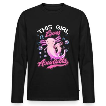 This Girl loves Axolotls Girls Tail Lurch - Men's Premium Organic Long Sleeve Shirt - black - Front - Nico (187cm)