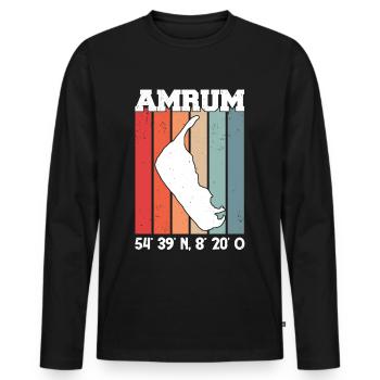 Amrum Koordinaten Strandkorb Nordsee - Männer Premium Bio Langarmshirt - Schwarz - Vorne - Nico (187cm)