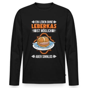 Ein Leben ohne Leberkas ist möglich Aber sinnlos - Männer Premium Bio Langarmshirt - Schwarz - Vorne - Nico (187cm)